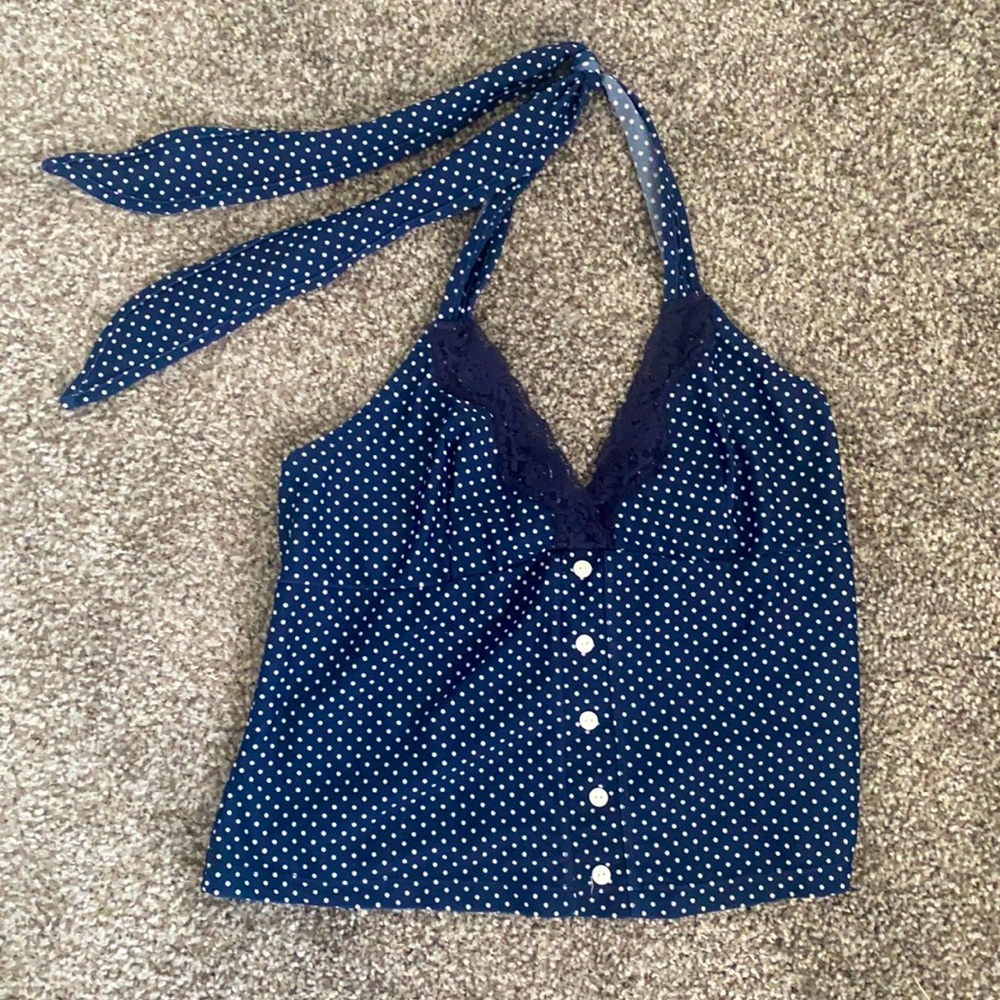 Pin up girl style crop top halter top